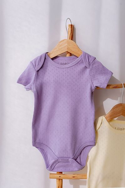 Lilabio Lilac 3-Piece Jacquard 100% Organic Cotton Baby Bodysuit