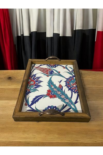 STORESZA Handmade Tile Patterned Wooden Tray