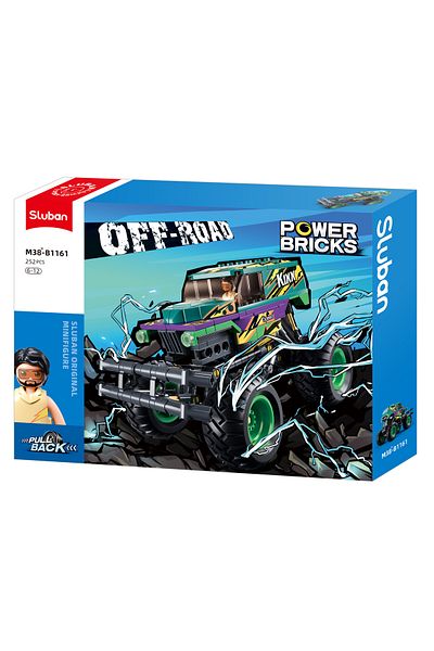 Sluban Power Bricks Series, Off-Road Vehicle Building Set 252 Pieces, with Mini Figure,  Green