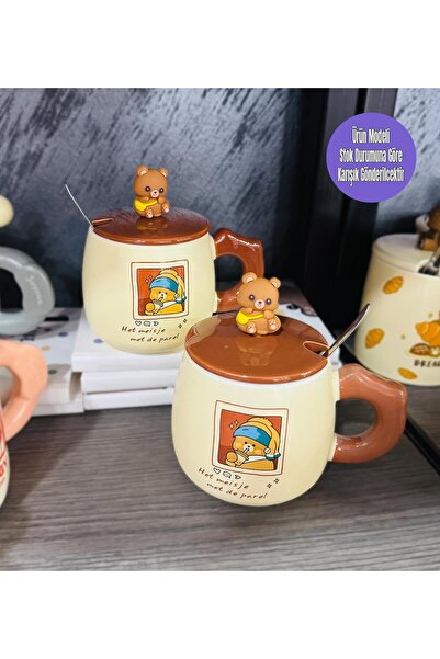 Gift Moda Vintage Tarz Ayıcık Figürlü Seramik Kupa
