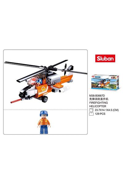 Sluban Fire Helicopter Building Set With Figur - 129Pcs Multicolored