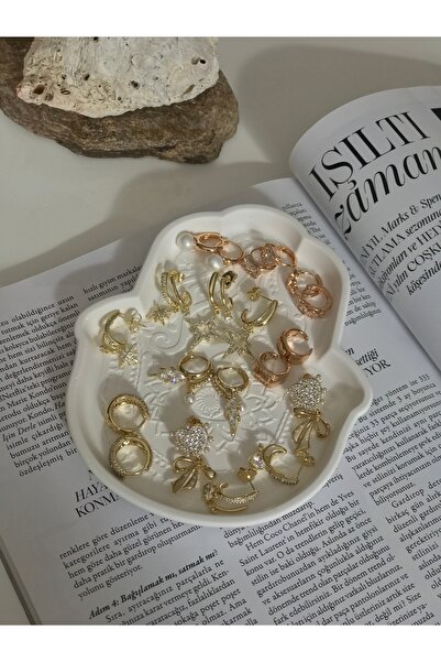 XUPİNGS JEWELRY İkili sıra taşlı kalp detaylı xuping küpe