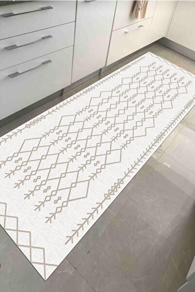 Zeria Home Kaymaz Taban Yıkanabilir Dijital Baskı Mutfak Halısı Halı Yolluk