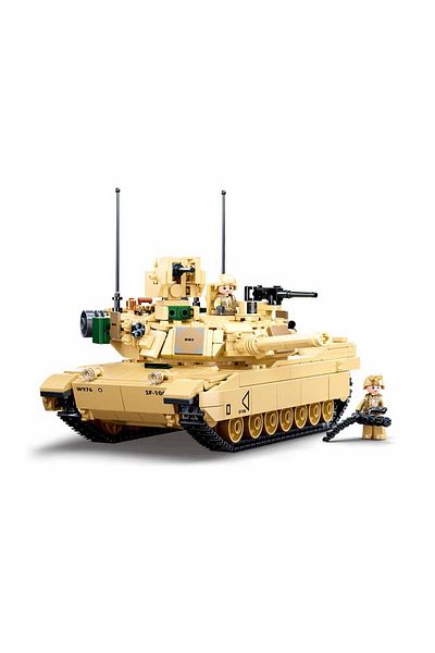 Sluban Model Bricks Series - Abrams Main Battle Tank Building Blocks With 2 Mini Figurs