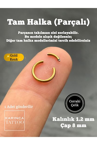 Karınca Piercing 8 Mm Gold Color Full Hoop Helix Rook Nose Ear Septum Tragus Piercing Earrings