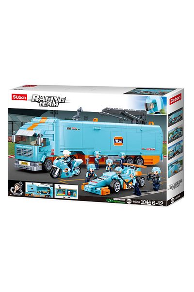 Sluban Racing Team Series - Racing Car transporter Building Blocks 1044 PCS With 9 Mini Figures