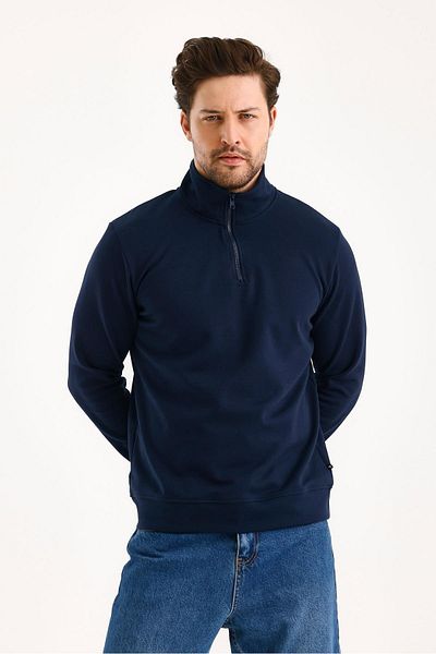 yakamor Unisex Half Zippered Stand Collar Sweat