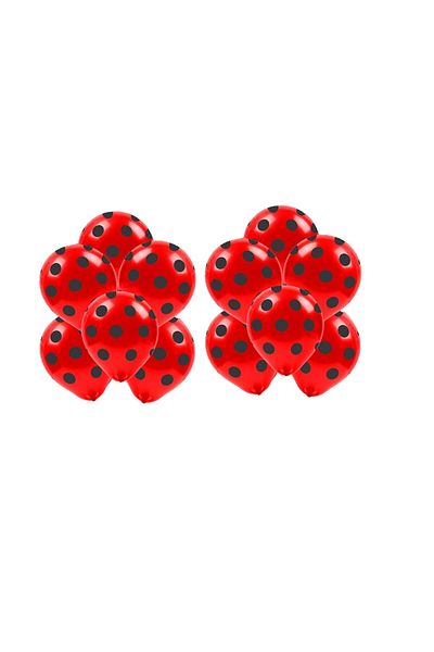 BEST PARTİ DOĞUM GÜNÜ PARTİ SÜSLERİ Best Red Balloon with Black Polka Dots 10 Pieces