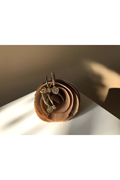 XUPİNGS JEWELRY İkili sıra taşlı kalp detaylı xuping küpe