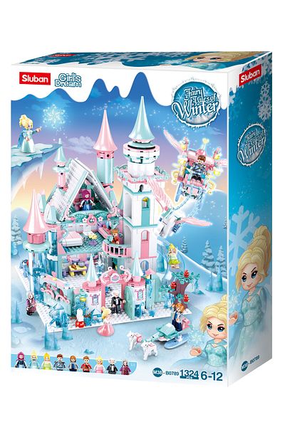 Sluban Girl's Dream Series - Ice Castle Building Blocks 1324 PCS with 9 Mini Figures