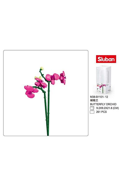 Sluban Flower Vase Building Kit - A Unique Flower Container and Flowers Butterfly Orchid