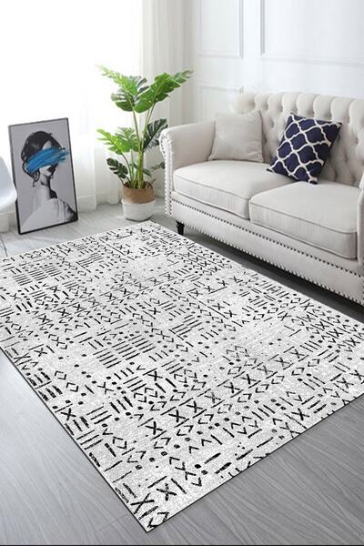 Zeria Home Kaymaz Taban Yıkanabilir Dijital Baskı Mutfak Halısı Halı Yolluk
