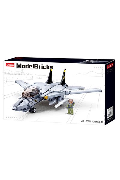 Sluban Model Bricks Series -Fighter Jet Building Set With Mini Figur - 404 Pcs Multicolored