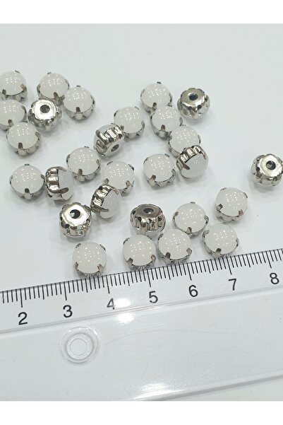 CRYSTALSHOP Білий камінь з крижаним відтінком, 8 мм, круглий корпус - 50 штук