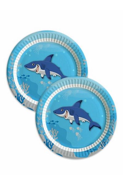 kidspartim Shark Themed Cardboard Plate 8 Pieces