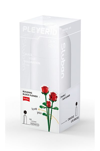 Sluban Flower Vase Building Kit - A Unique Flower Container with 254 PCS and Red Roses