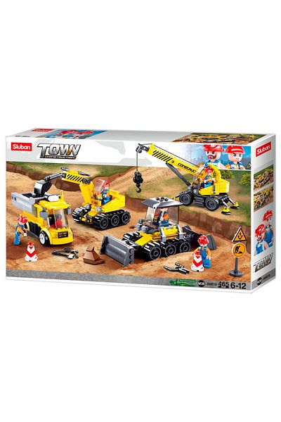 Sluban Town Series - Construction Site Building Blocks 465 PCS with 4 construction Vehicles