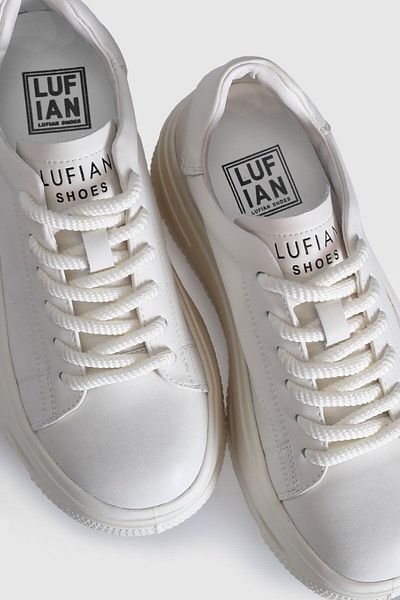 Lufian Pantofi de damă, din piele naturală, cu talpă înaltă, alb cadru