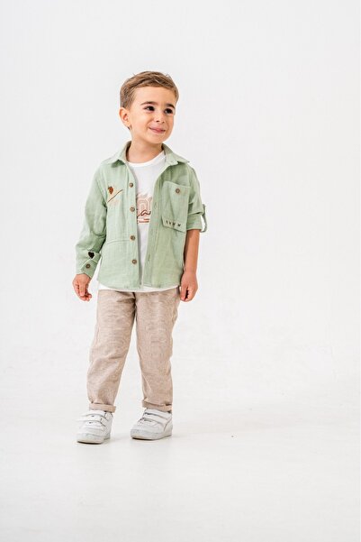 Esterella Set od platnene košulje, majice i pantalona za dečake / platnena ko...