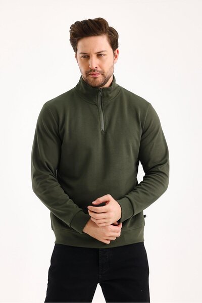 yakamor Unisex με μισό φερμουάρ ψηλός λαιμός Φούτερ