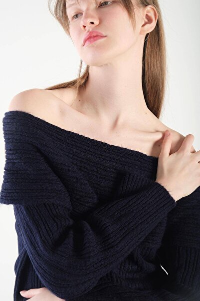 Addax Boat Neck Long Sleeve Knitwear Sweater K040-c5