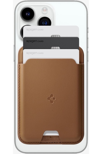 Spigen محفظة مغناطيسية بثلاثة بطاقات لهاتف MagFit iPhone - مع MagSafe، محفظة Valentinus باللون البني - AFA05804