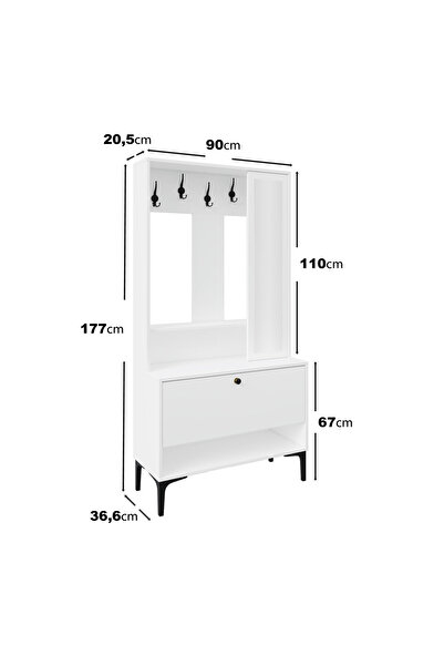 VENATTO VALENTİN WOOD TARZ RAFLI,AYNALI PORTMANTO/AYAKKABILIK/VESTİYER(%100MDF)