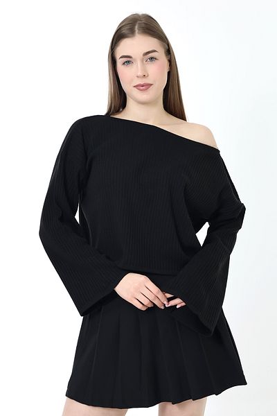 Devinka Γυναικεία ισπανική μπλούζα με φαρδύ γιακά casual πλεκτά