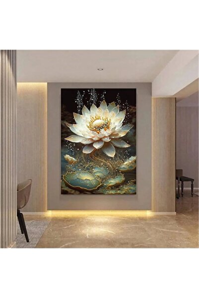 AR AJANS KANVAS TABLO Özel Tasarım Sarı Lotus Çiçeği HD Kalite Kanvas  TABLO