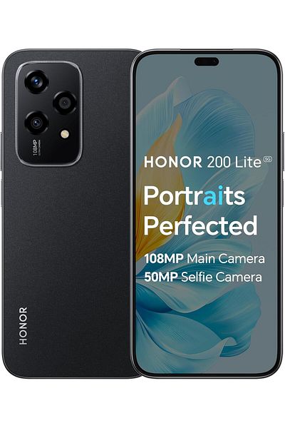 HONOR 200 لايت، 5G ثنائي الشريحة، 16 جيجابايت (8+8 جيجابايت ممتدة) ذاكرة وصول عشوائي 256 جيجابايت، أسود منتصف الليل، إصدار عالمي