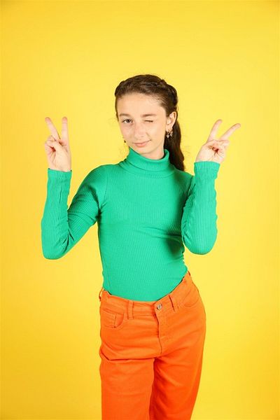 Cuties 05-14 ani Camisole cu gât roșu pentru fetiță, verde