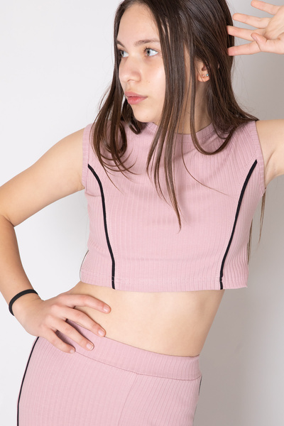 Cansın Mini Dusty Rose Girl's Taty Cropled 2-Piece Set 20248