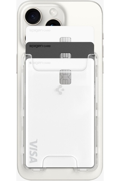 Spigen iPhone Için MagSafe Özellikli 3 Kartlı Manyetik Cüzdan Ultra Hybrid Crystal Clear - AFA07148