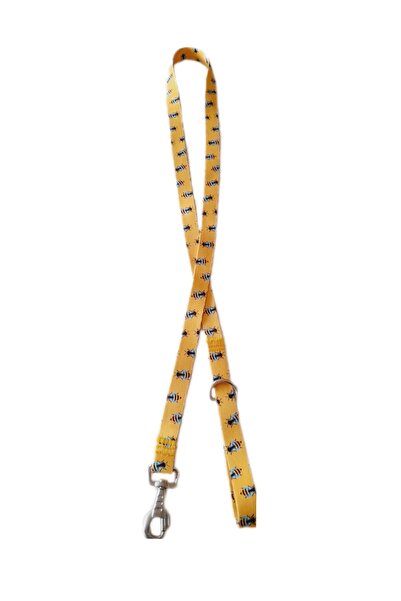 MiaBona Happy Bee Model Dijital Baskılı Sarı Renkli Arı Desenli Köpek Gezdirme Kayışı, Leash