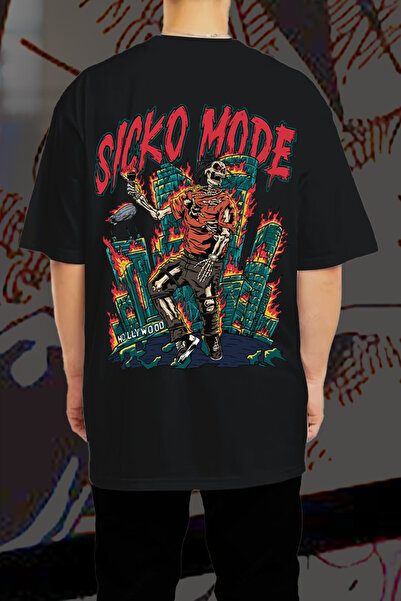 FECCY Cotton Sicko Mode Printed Oversize T-Shirt
