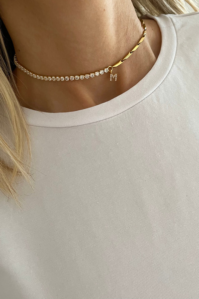 Bonnjerra Jewellery Özel Tasarım Zirkon Taşlı Su Yolu Çelik Zincirli Kişiye Ö...