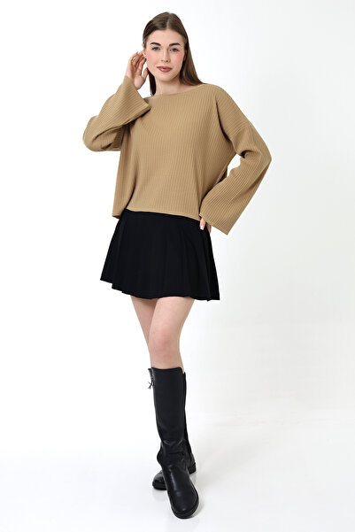 Devinka Γυναικεία ισπανική μπλούζα με φαρδύ γιακά casual πλεκτά