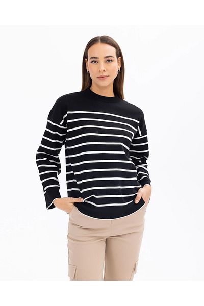 SEÇİL Bluză de tricotaj cu gât rotund - stil cu dungi