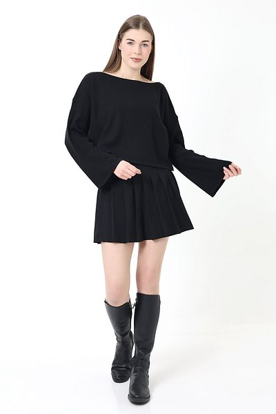 Devinka Γυναικεία ισπανική μπλούζα με φαρδύ γιακά casual πλεκτά
