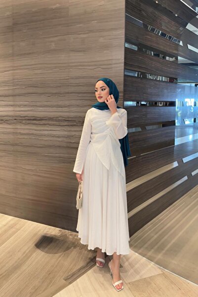 QUQA Ecru Color Glitter Drawstring Suit