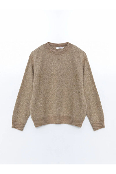 LC Waikiki Lcwaikiki Classic Beige Crew Neck Shiny Look Women's Knitwear Sweater