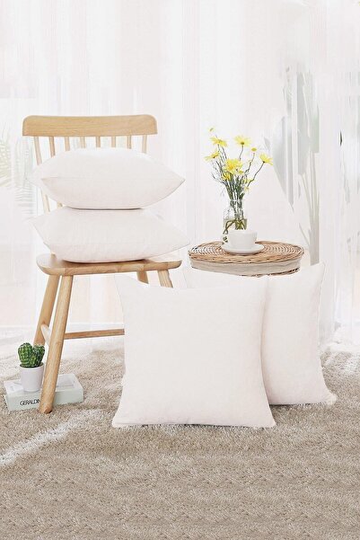 İzgi Concept Premium 4 Pieces Square White Interlining Throw Pillow Inner Pillow 40x40 Cm Antibacterial Silicone Filled
