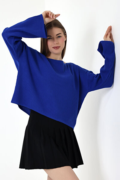 Devinka Bluză de damă, cu mânecă spaniolă, cu guler larg, tricotaj casual