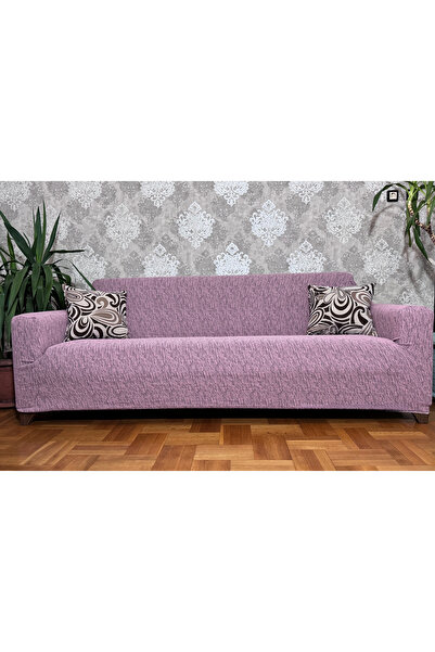 Hazineci Bey Husă de canapea elastică jacquard pentru 3 persoane, roz pudrat |   Husa scaun cu elastic |   Husa scaunului
