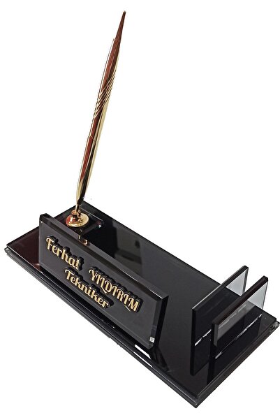 MERTKRİSTAL Kristal Masa Isimliği Kalemli Ofis Büro Makam Hediyesi M186
