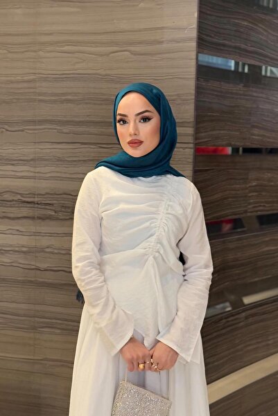 QUQA Ecru Color Glitter Drawstring Suit