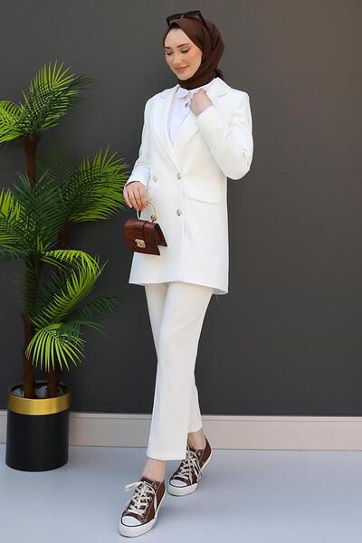 GİYZAMİLA Μπουφάν με λεπτομέρεια με καρφίτσα πεταλούδα λευκό