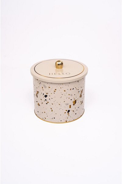 EVLE Terrazo Patterned Food Storage Container - Metal Storage Container 17.5 Cm X 15.5 Cm Er146-9g