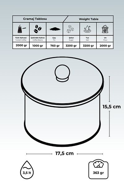 EVLE City Patterned Food Storage Container - Metal Storage Container 17.5 cm x 15.5 cm Er146-3f