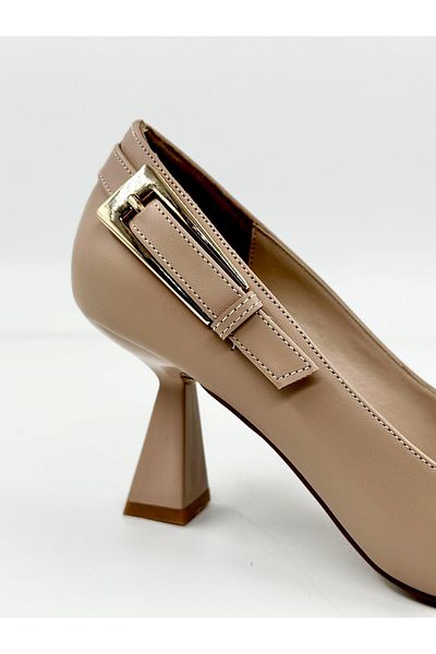 İnci Topuk Beige |   Belt Detailed |   7 cm Heels |   Women's Stiletto